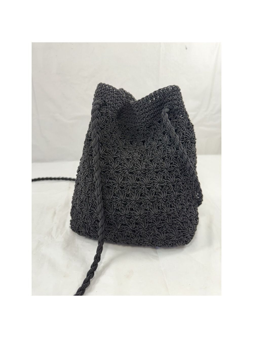 Vintage 90's Chateau black woven macrame crossbody